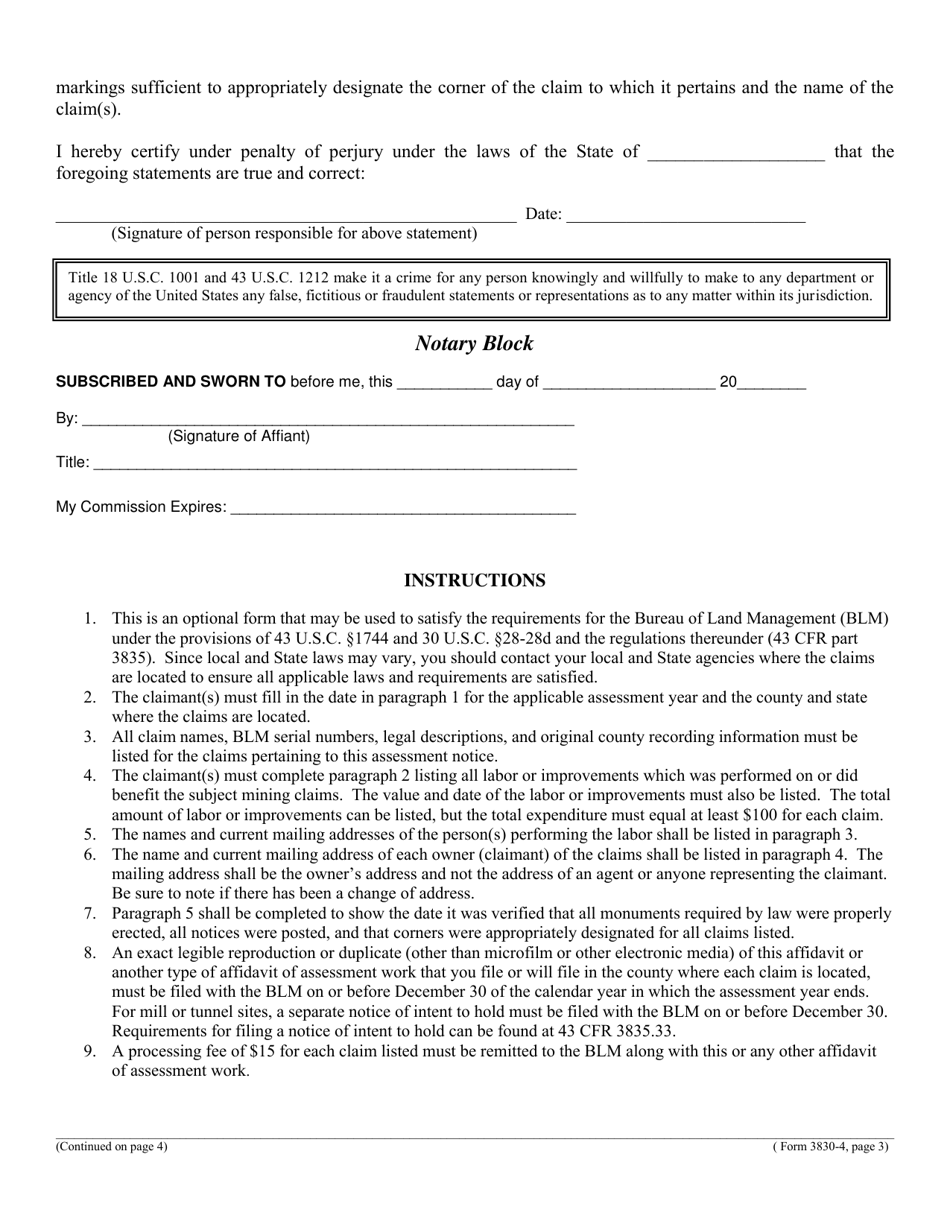 BLM Form 3830-4 - Fill Out, Sign Online and Download Fillable PDF ...