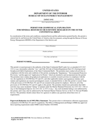 Form BOEM-0328 Permit for Geophysical Exploration for Mineral Resources or Scientific Research on the Outer Continental Shelf