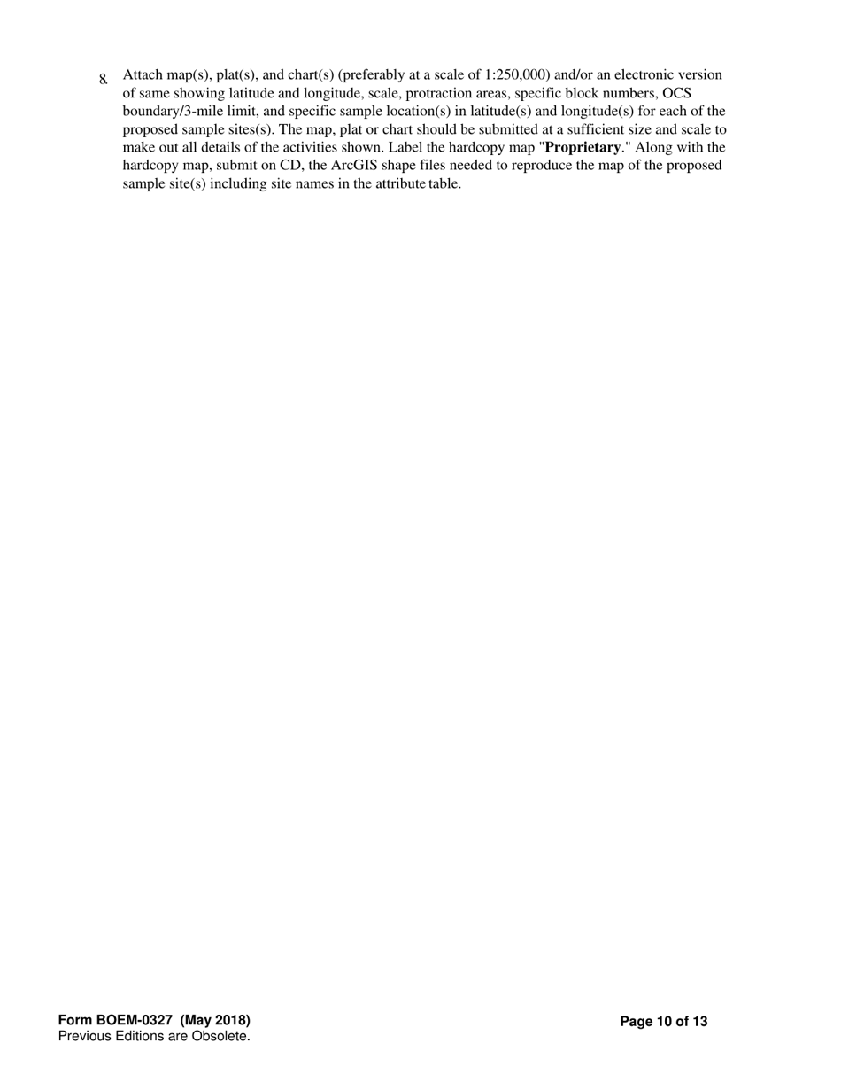 Form BOEM-0327 Requirements for Geological and Geophysical Explorations or Scientific Research on the Outer Continental Shelf, Page 10