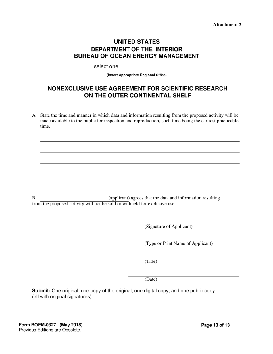 Form BOEM-0327 Requirements for Geological and Geophysical Explorations or Scientific Research on the Outer Continental Shelf, Page 13