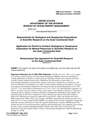 Form BOEM-0327 Requirements for Geological and Geophysical Explorations or Scientific Research on the Outer Continental Shelf