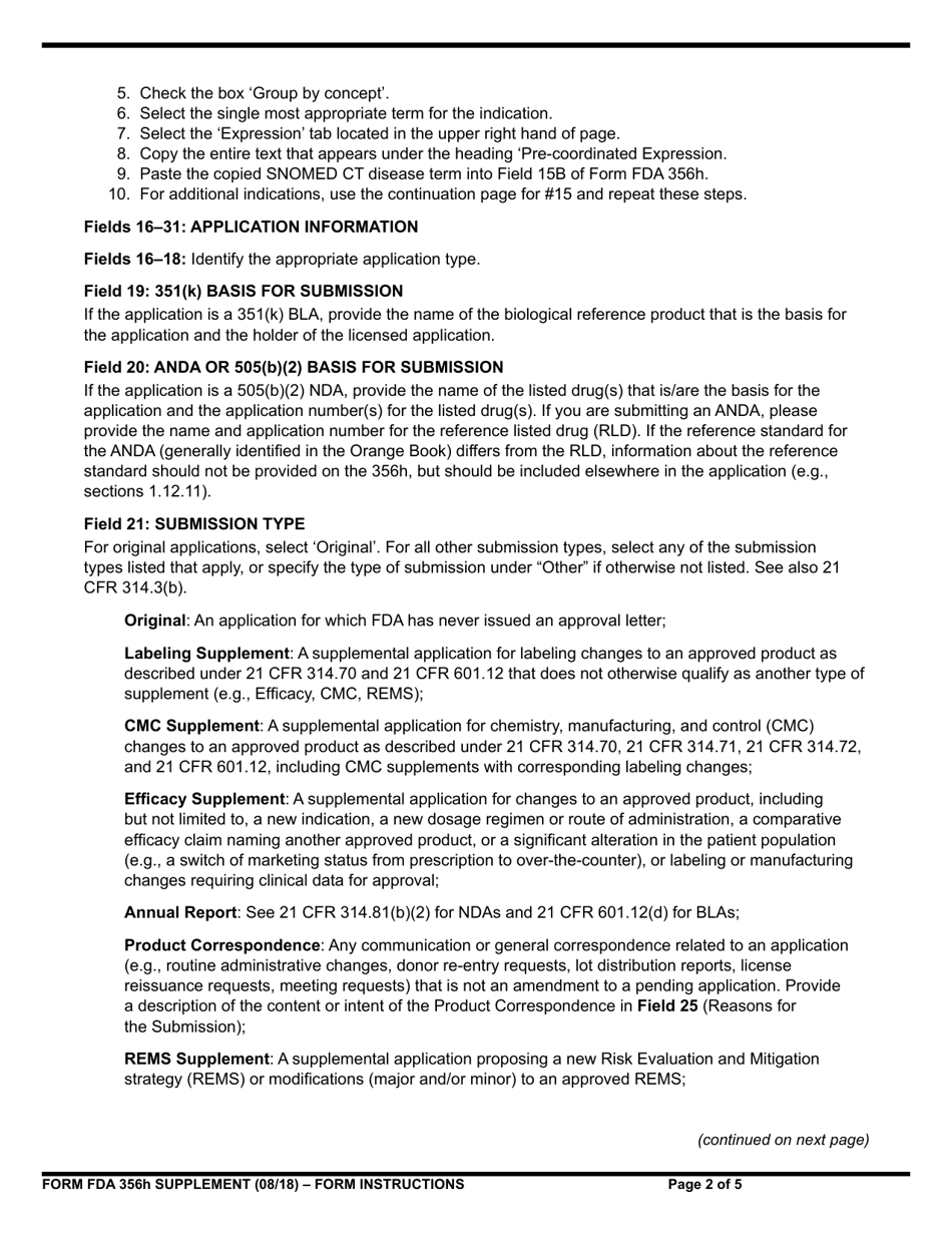 Download Instructions For Form Fda356h Application To Market A New Or 