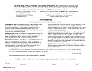 Form FDA1994 Report of Tuberculin Tests of Cattle, Page 2