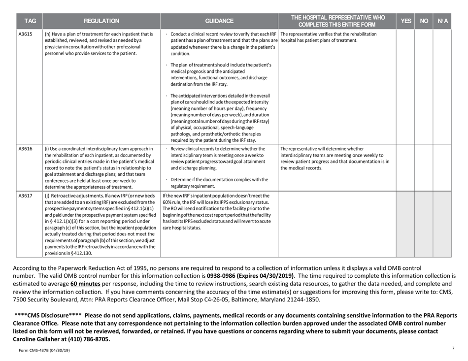 Form CMS-437B Download Printable PDF or Fill Online Rehabilitation ...