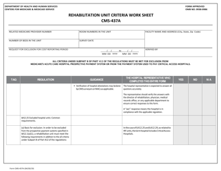 Document preview: Form CMS-437A Rehabilitation Unit Criteria Work Sheet