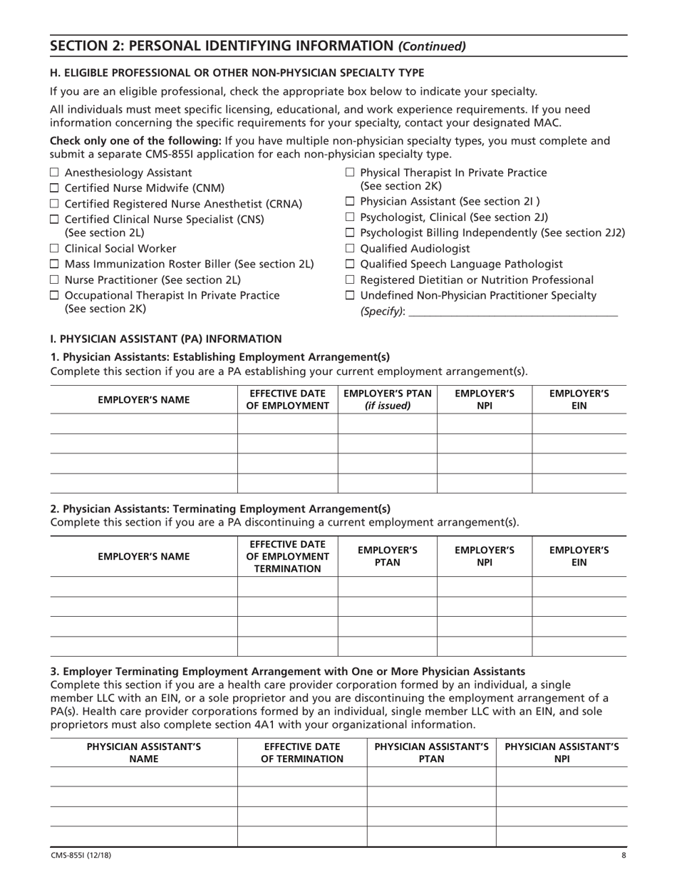 Form CMS-855I - Fill Out, Sign Online And Download Fillable PDF ...