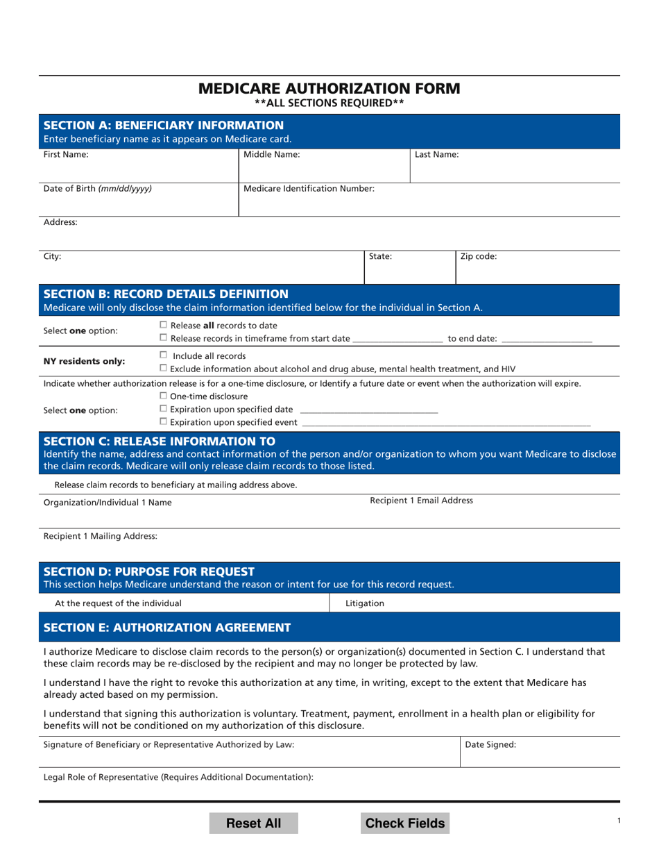 Medicare Authorization Form Fill Out, Sign Online and Download PDF