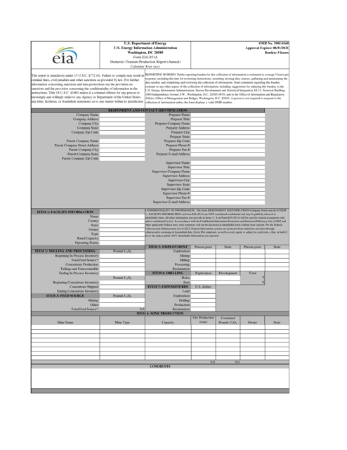 Form EIA-851A  Printable Pdf