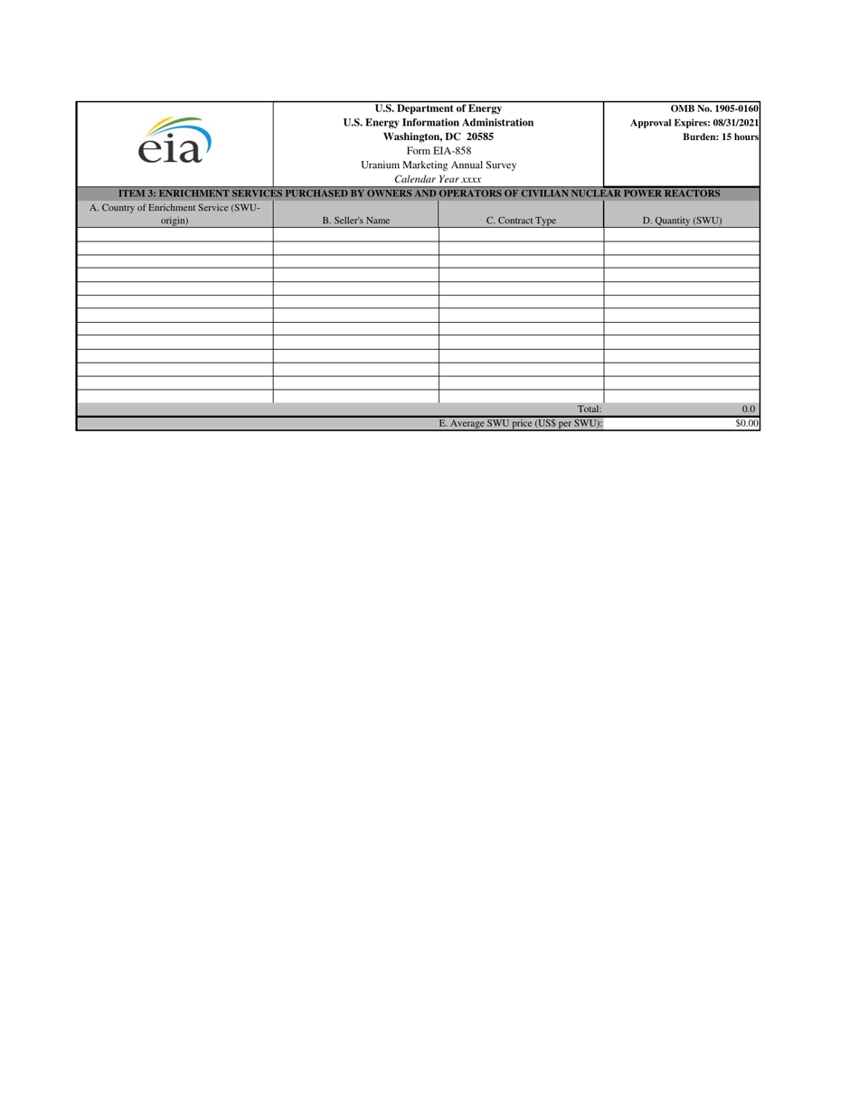 Form EIA-858 Uranium Marketing Annual Survey, Page 4
