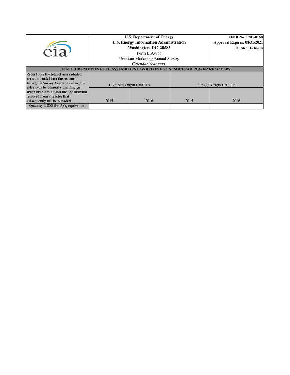 Form EIA-858 Uranium Marketing Annual Survey, Page 5