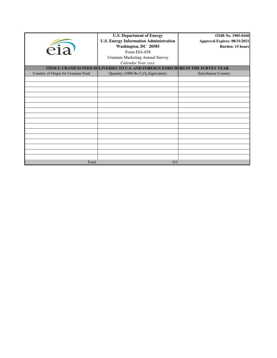 Form EIA-858 Uranium Marketing Annual Survey, Page 6