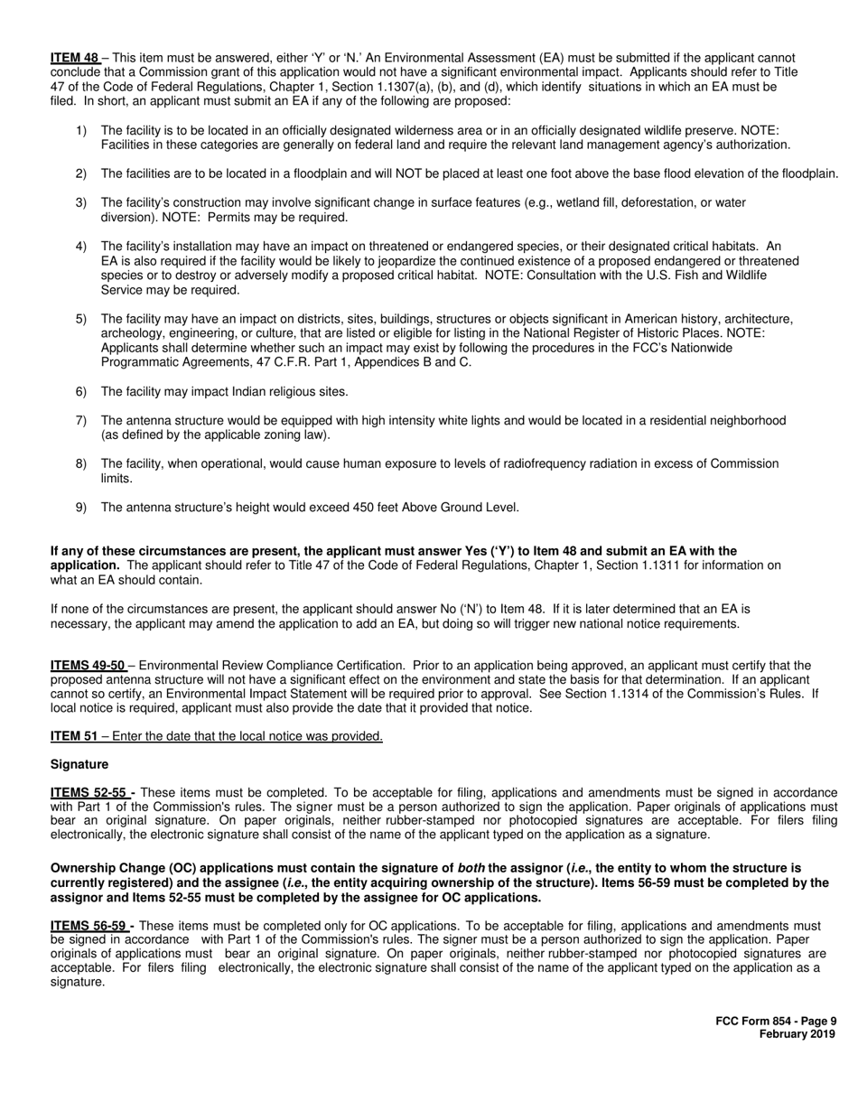 FCC Form 854 - Fill Out, Sign Online and Download Printable PDF ...