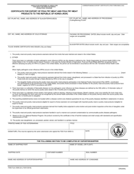 FSIS Form 9305-2A &quot;Certificate for Export of Poultry Meat and Poultry Meat Products to the Republic of Korea (Rok)&quot;