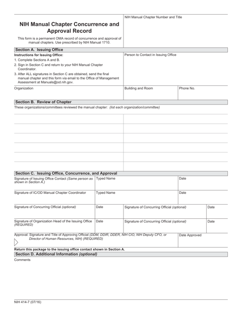 Form NIH414-7  Printable Pdf