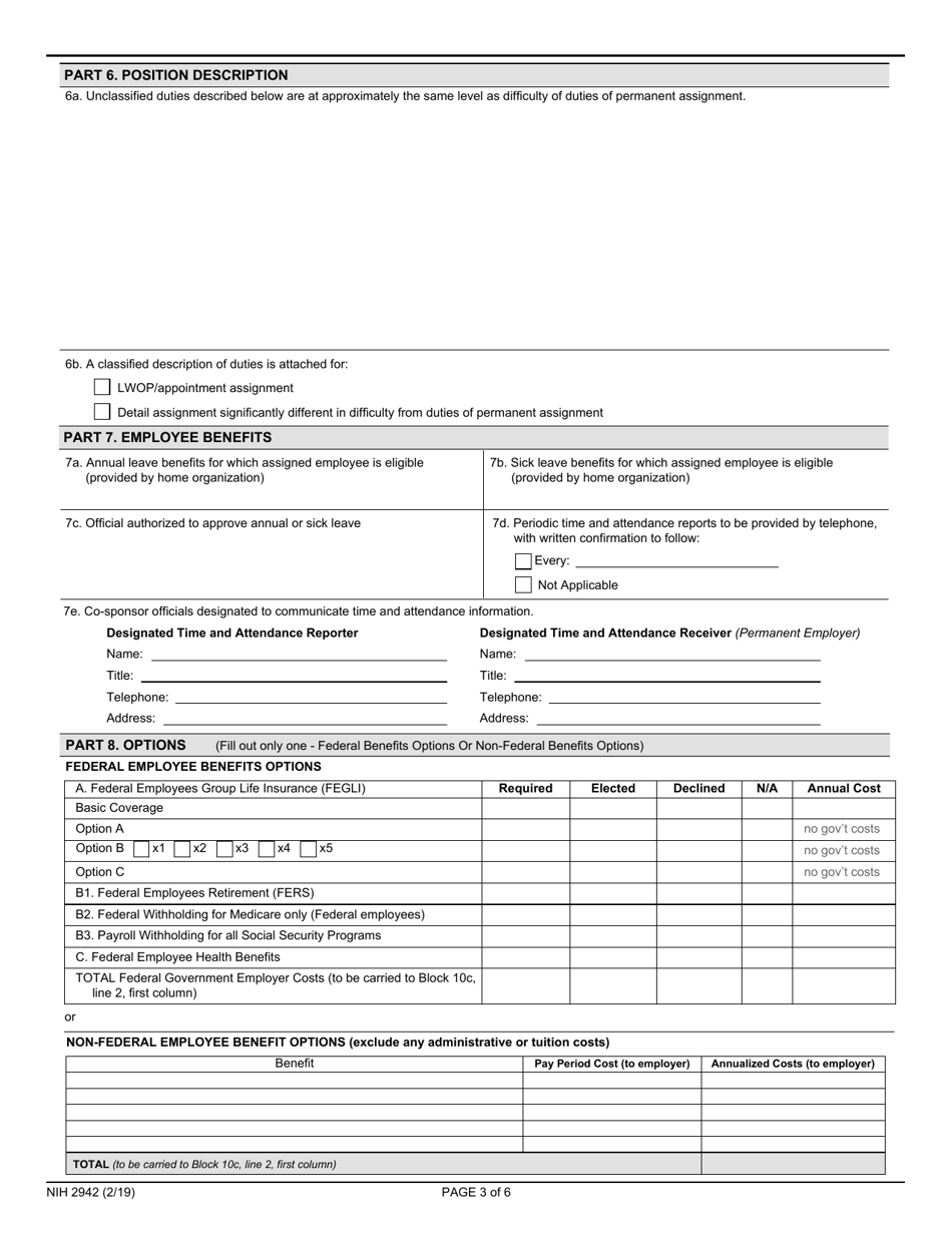 Form NIH2942 - Fill Out, Sign Online and Download Fillable PDF ...