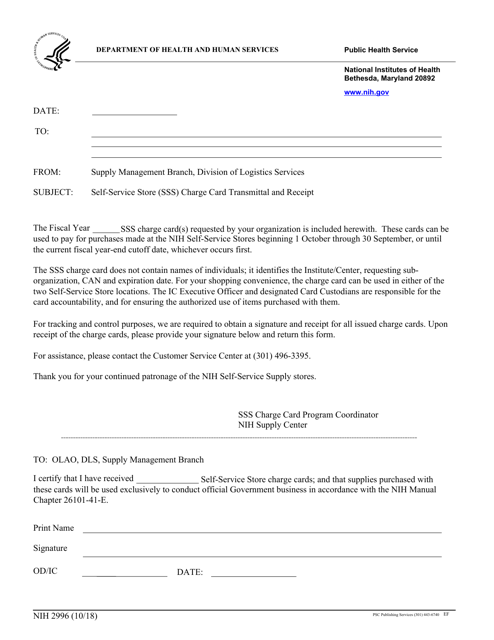 Form NIH2996  Printable Pdf