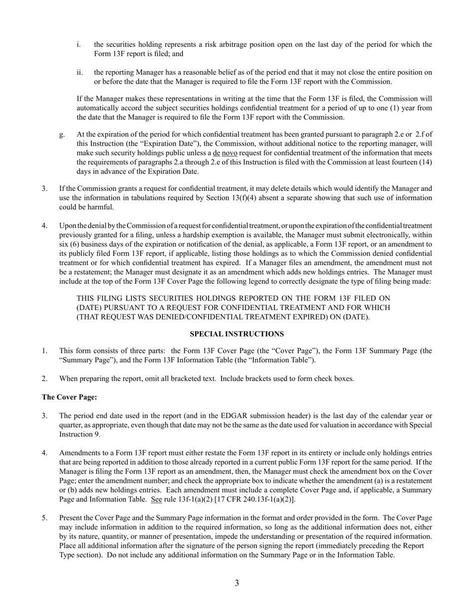 SEC Form 1685 (13F) Information Required of Institutional Investment Managers Pursuant to Section 13(F) of the Securities Exchange Act of 1934 and Rules Thereunder, Page 3