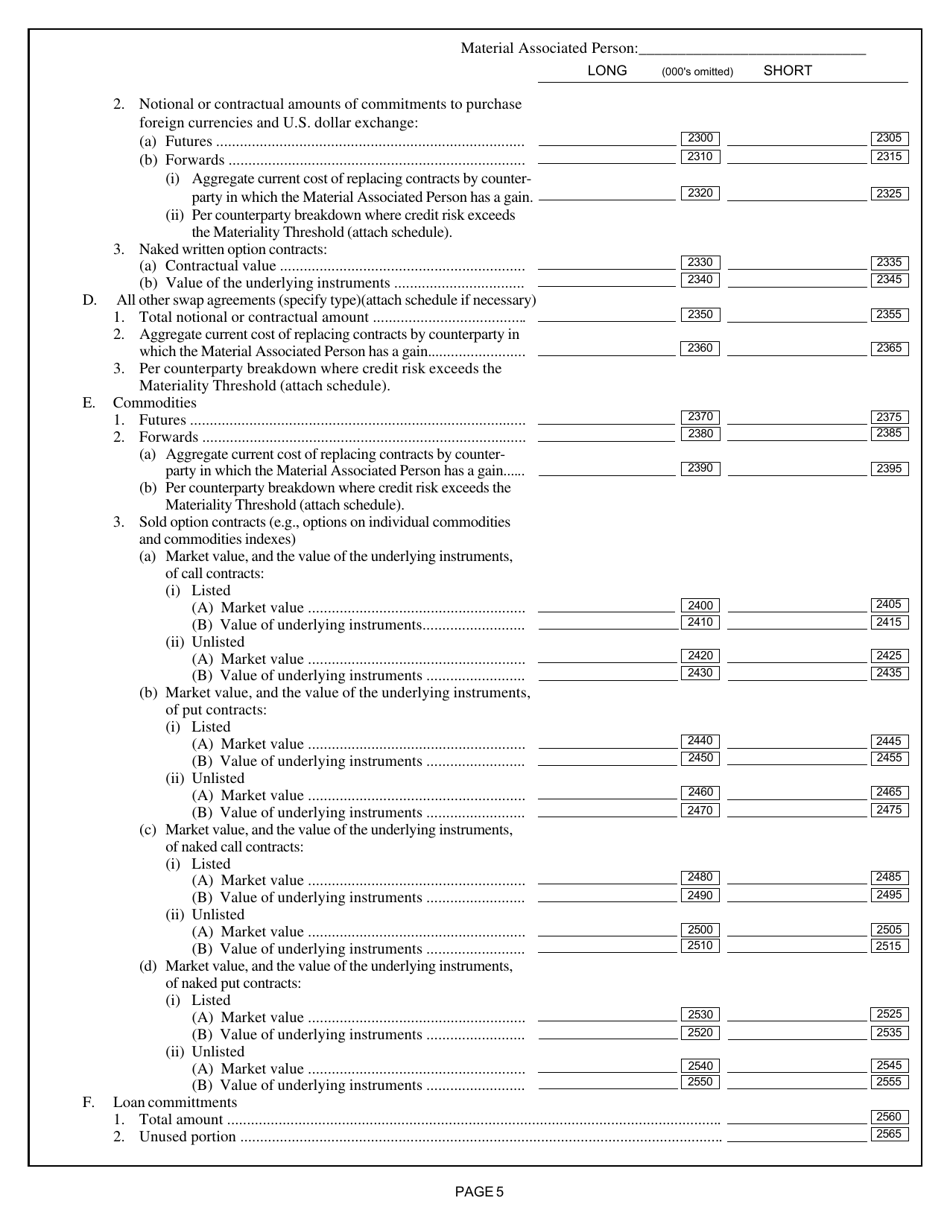 SEC Form 2332 (17-H) Risk Assessment Report for Brokers and Dealers, Page 5