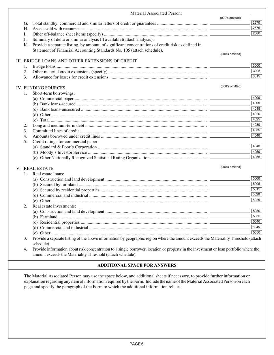 SEC Form 2332 (17-H) Risk Assessment Report for Brokers and Dealers, Page 6