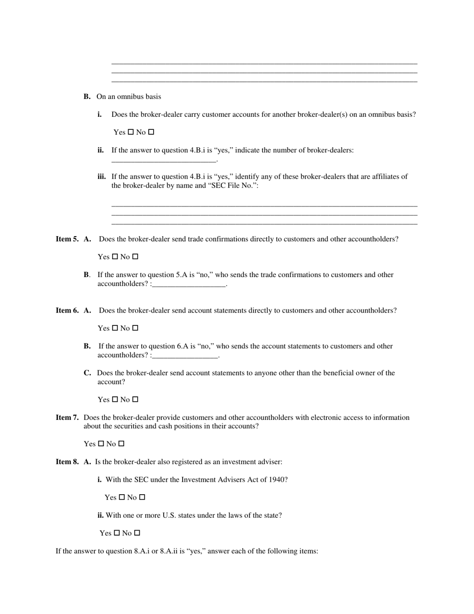 SEC Form 2897 Form Custody for Broker-Dealers, Page 8