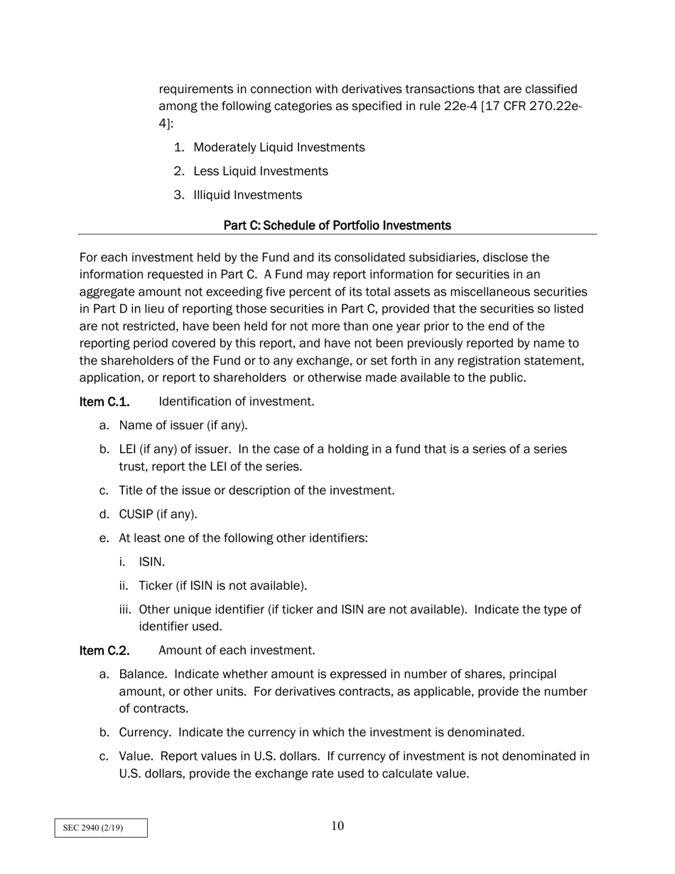 SEC Form 2940 (N-PORT) Monthly Portfolio Investments Report, Page 10