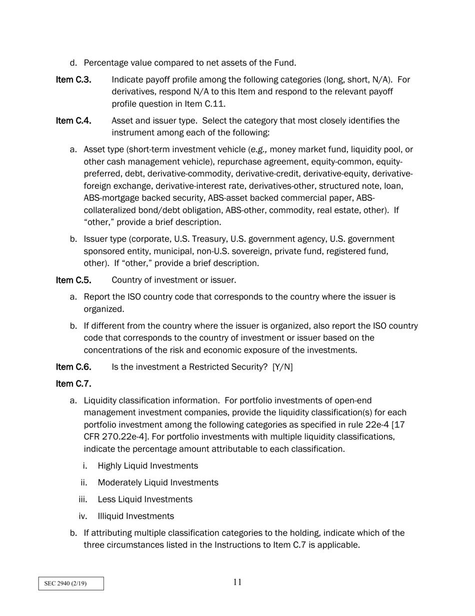 SEC Form 2940 (N-PORT) Monthly Portfolio Investments Report, Page 11