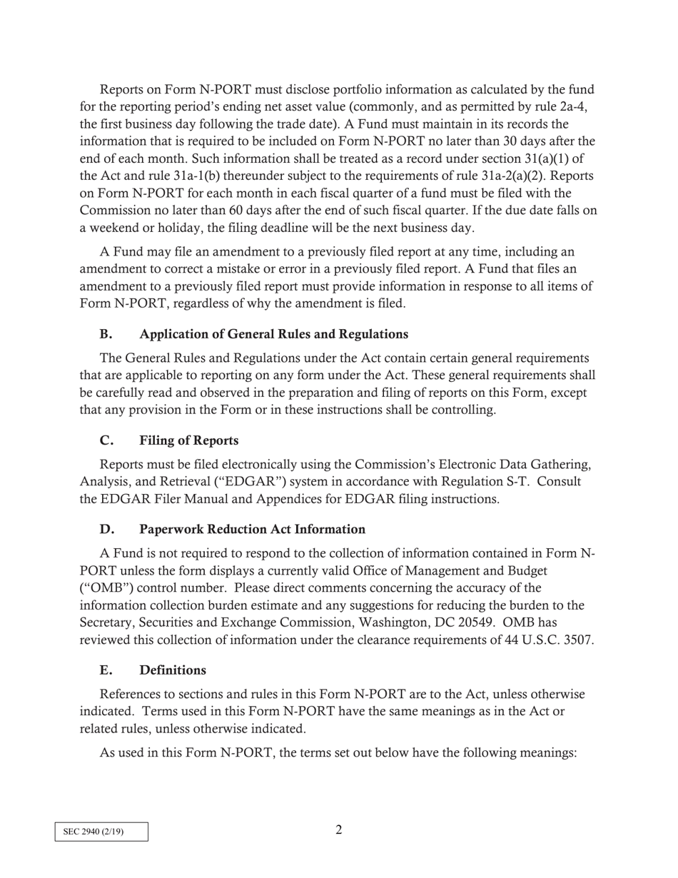SEC Form 2940 (N-PORT) Monthly Portfolio Investments Report, Page 2