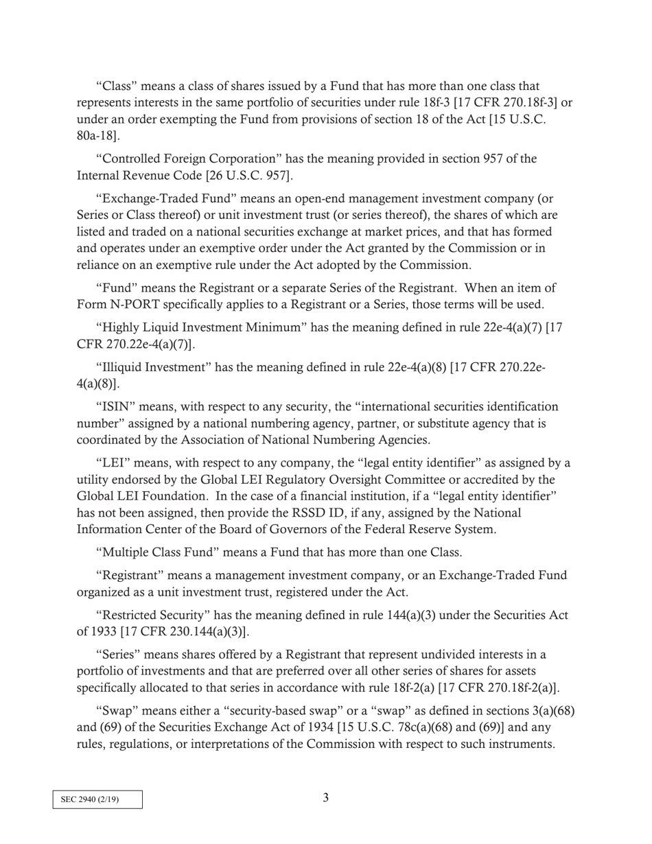 SEC Form 2940 (N-PORT) Monthly Portfolio Investments Report, Page 3