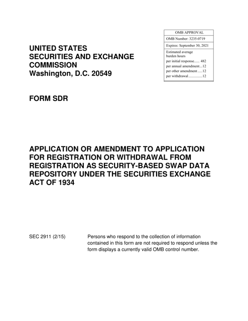SEC Form 2911 (SDR)  Printable Pdf