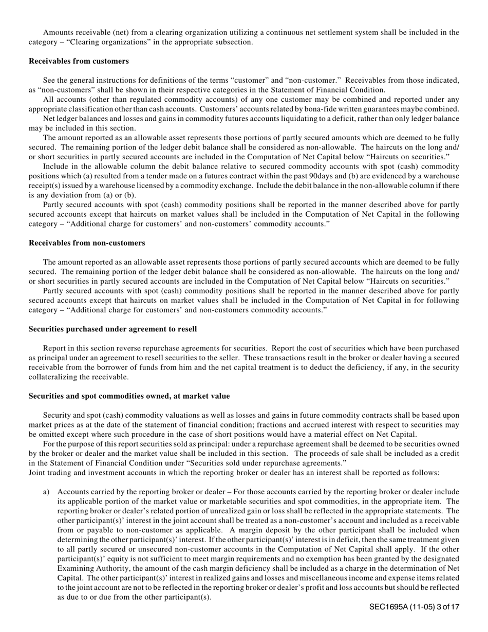 Instructions for SEC Form 1695, X-17A-5 Part II Focus Report, Page 3