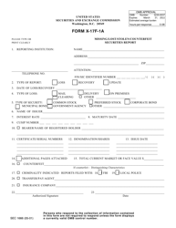 SEC Form 1666 (X-17F-1A) Missing/Lost/Stolen/Counterfeitsecurities Report