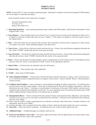 SEC Form 1666 (X-17F-1A) Missing/Lost/Stolen/Counterfeitsecurities Report, Page 2