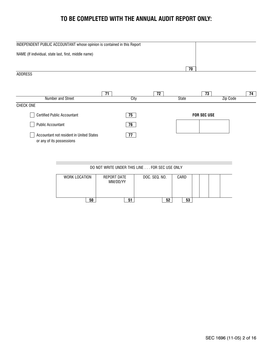 SEC Form 1696 (X-17A-5) Focus Report Part Iia, Page 2