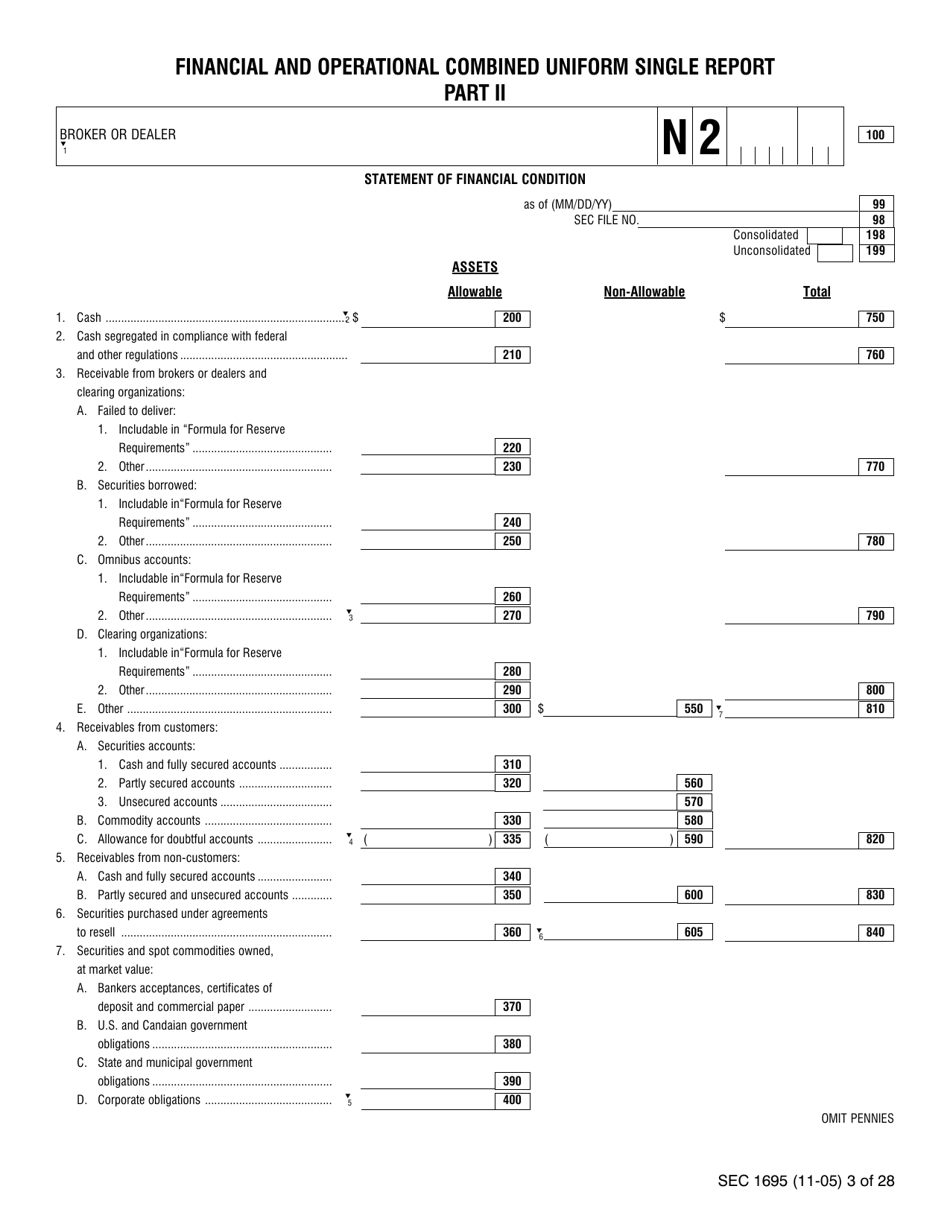 SEC Form 1695 (X-17A-5) Financial and Operational Combined Uniform Single (Focus) Report Part Ii, Page 3
