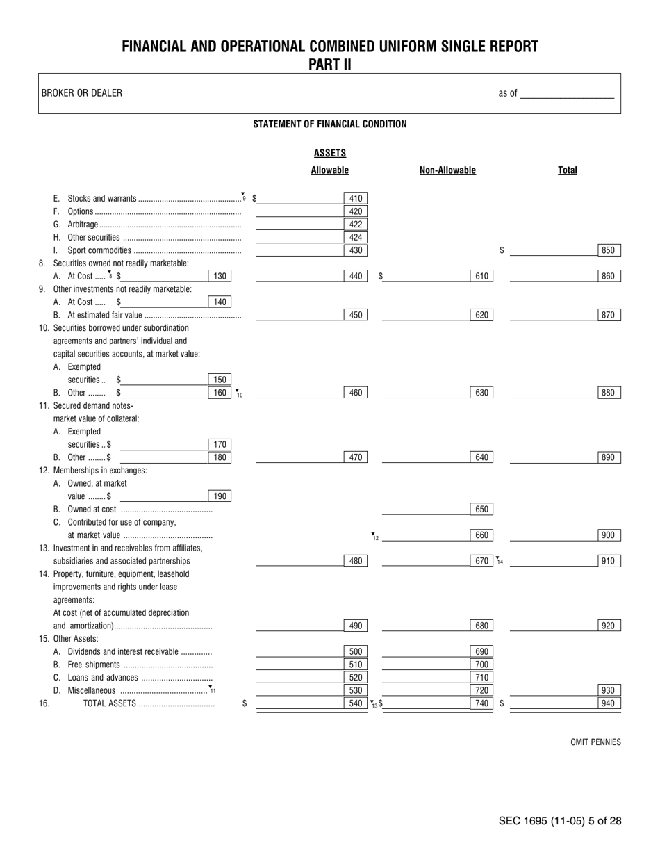 SEC Form 1695 (X-17A-5) Financial and Operational Combined Uniform Single (Focus) Report Part Ii, Page 4