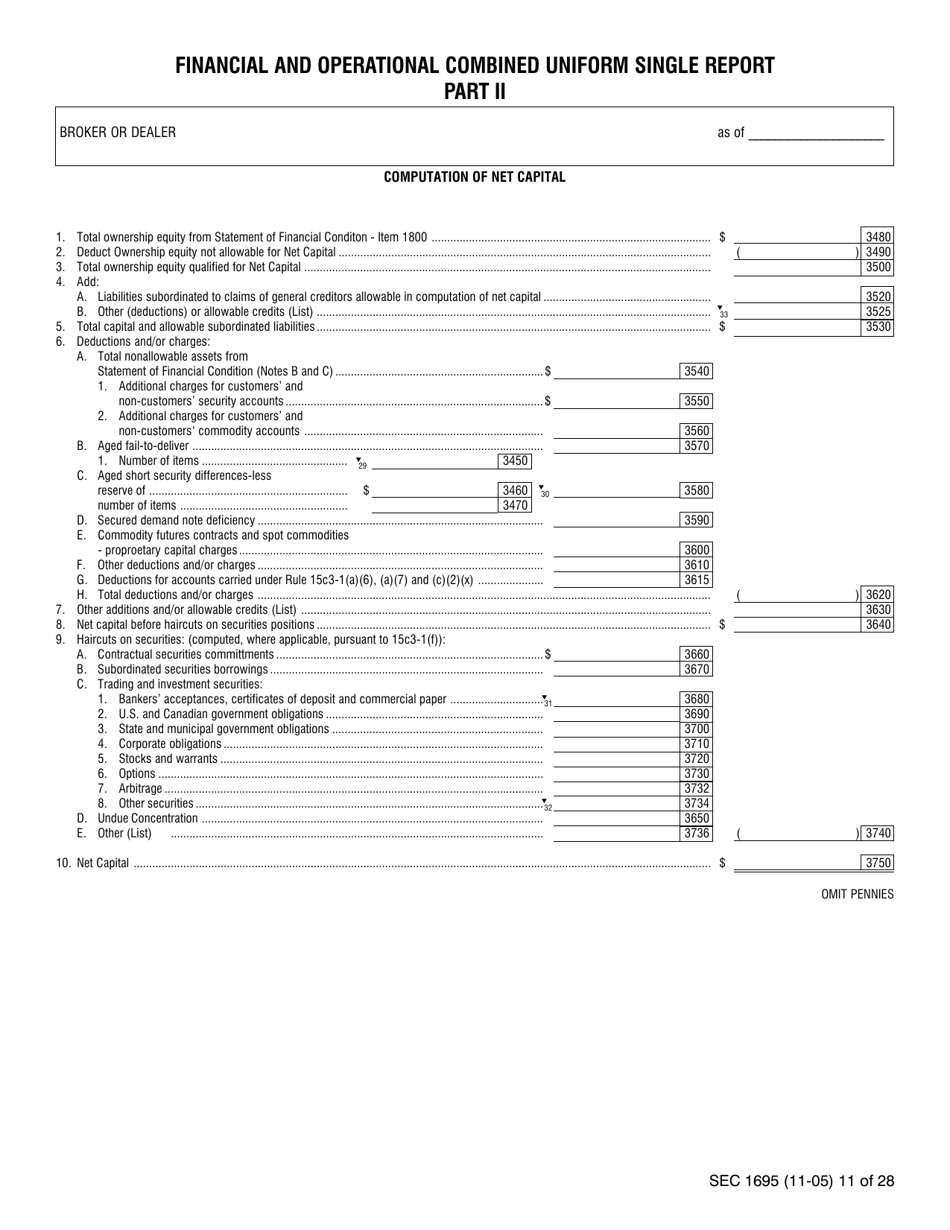 SEC Form 1695 (X-17A-5) Financial and Operational Combined Uniform Single (Focus) Report Part Ii, Page 7