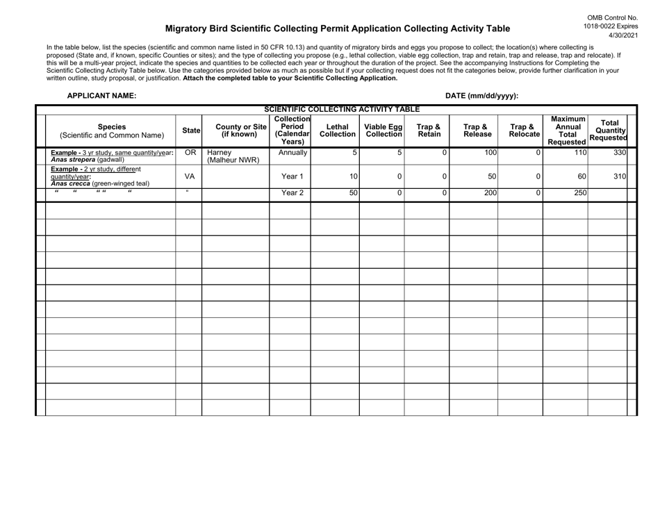 FWS Form 3-200-7 Federal Fish and Wildlife Permit Application Form - Migratory Bird and Eagle Scientific Collecting, Page 10