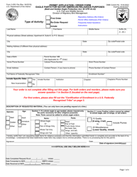 Document preview: FWS Form 3-200-15A Permit Application/Order Form - Eagle Parts for Native American Religious Purposes