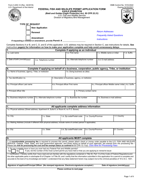 FWS Form 3-200-14  Printable Pdf