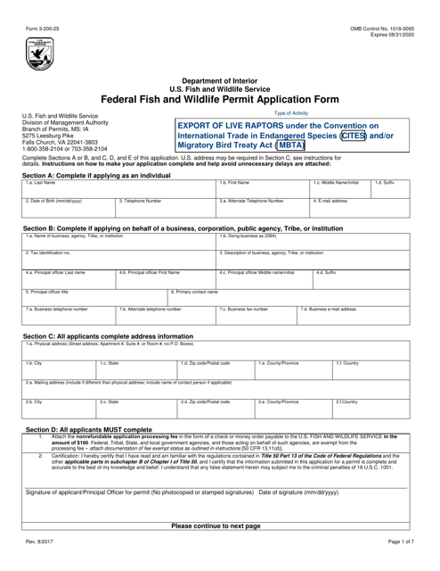 FWS Form 3-200-25  Printable Pdf