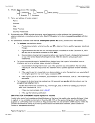 FWS Form 3-200-23 Federal Fish and Wildlife Permit Application Form - Export or Re-export of Pre-convention, Pre-act, or Antique Specimens (Cites, Mmpa and/or Esa), Page 4