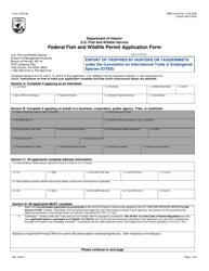 FWS Form 3-200-28 Federal Fish and Wildlife Permit Application Form - Export of Trophies by Hunters or Taxidermists Under the Convention on International Trade in Endangered Species (Cites)