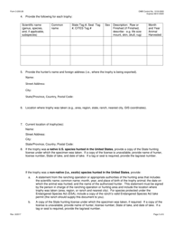 FWS Form 3-200-28 Federal Fish and Wildlife Permit Application Form - Export of Trophies by Hunters or Taxidermists Under the Convention on International Trade in Endangered Species (Cites), Page 3