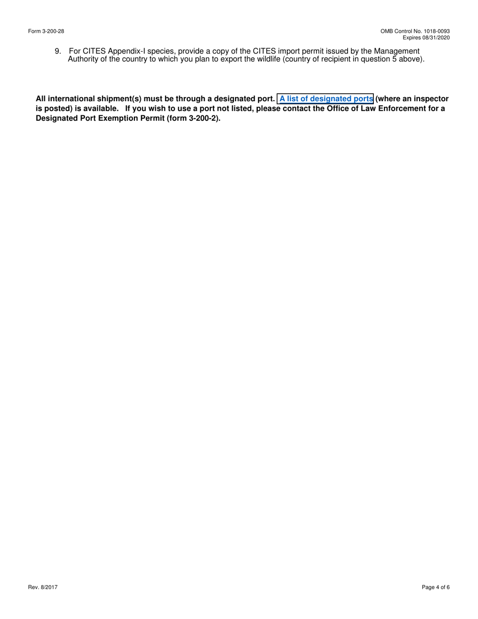 FWS Form 3-200-28 Federal Fish and Wildlife Permit Application Form - Export of Trophies by Hunters or Taxidermists Under the Convention on International Trade in Endangered Species (Cites), Page 4