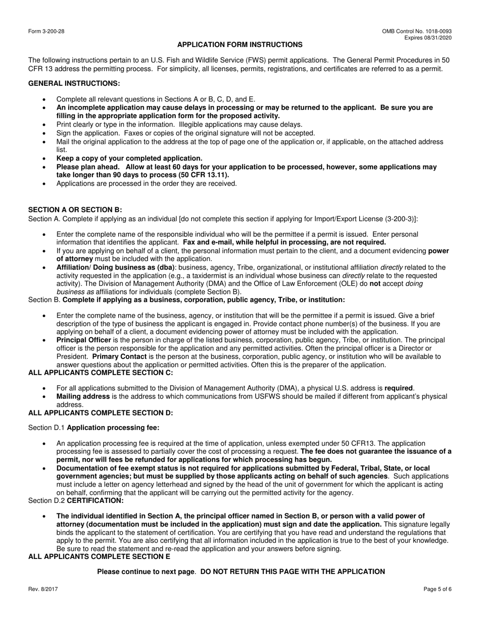 FWS Form 3-200-28 Federal Fish and Wildlife Permit Application Form - Export of Trophies by Hunters or Taxidermists Under the Convention on International Trade in Endangered Species (Cites), Page 5