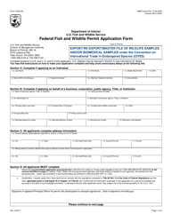 Document preview: FWS Form 3-200-29 Federal Fish and Wildlife Permit Application Form - Export/Re-export/Master File of Wildlife Samples and/or Biomedical Samples Under the Convention on International Trade in Endangered Species (Cites)