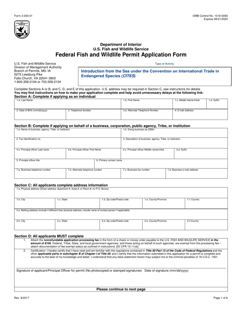 FWS Form 3-200-31  Printable Pdf