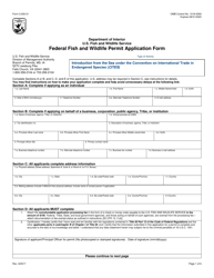 FWS Form 3-200-31 Federal Fish and Wildlife Permit Application Form - Introduction From the Sea Under the Convention on International Trade in Endangered Species (Cites)