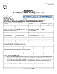 FWS Form 3-200-35 Federal Fish and Wildlife Permit Application Form - Import of Wild Collected Appendix-I Plants Under the Convention on International Trade in Endangered Species (Cites)