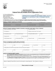 Document preview: FWS Form 3-200-39 Federal Fish and Wildlife Permit Application Form - Certificate of Scientific Exchange (Cose) Under the Convention on International Trade in Endangered Species (Cites)